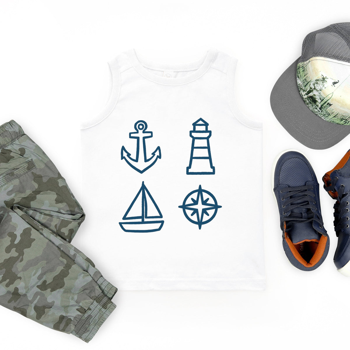 Anchor Lighthouse Boat Compass - Youth Tank Top