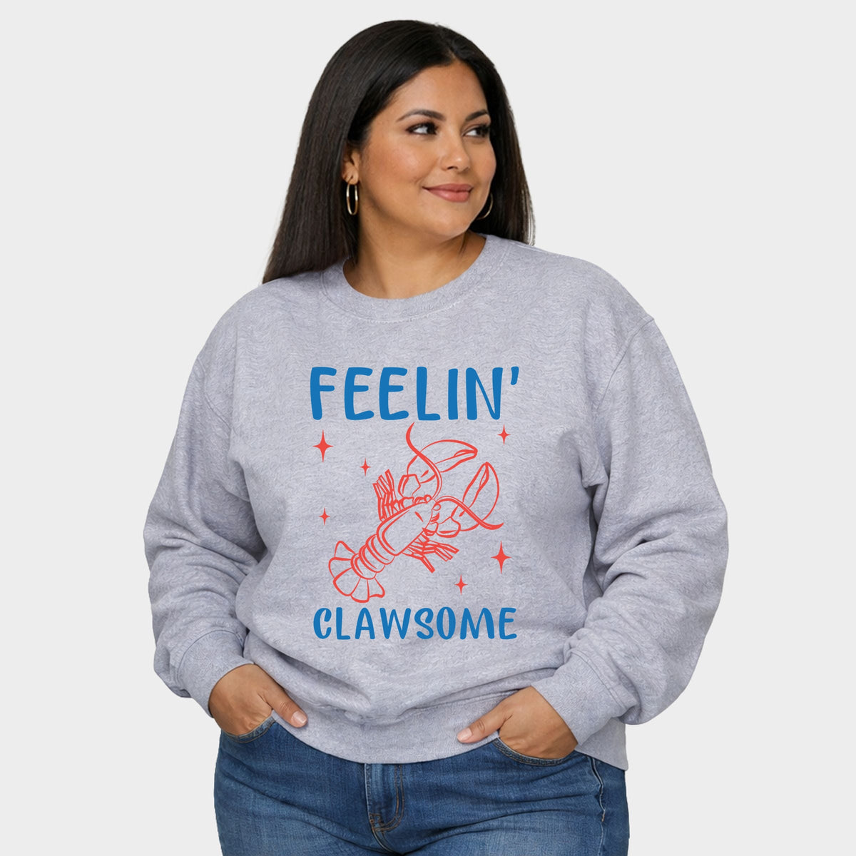 Feelin' Clawsome Lobster - Women's Plus Sized Graphic Sweatshirt