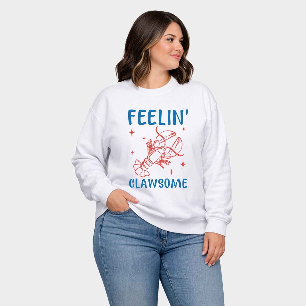 Feelin' Clawsome Lobster - Women's Plus Sized Graphic Sweatshirt