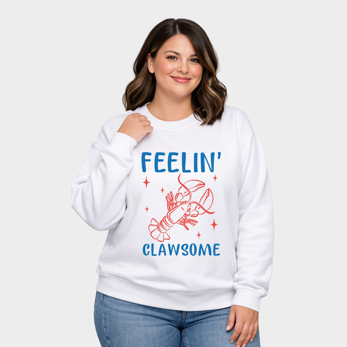 Feelin' Clawsome Lobster - Women's Plus Sized Graphic Sweatshirt