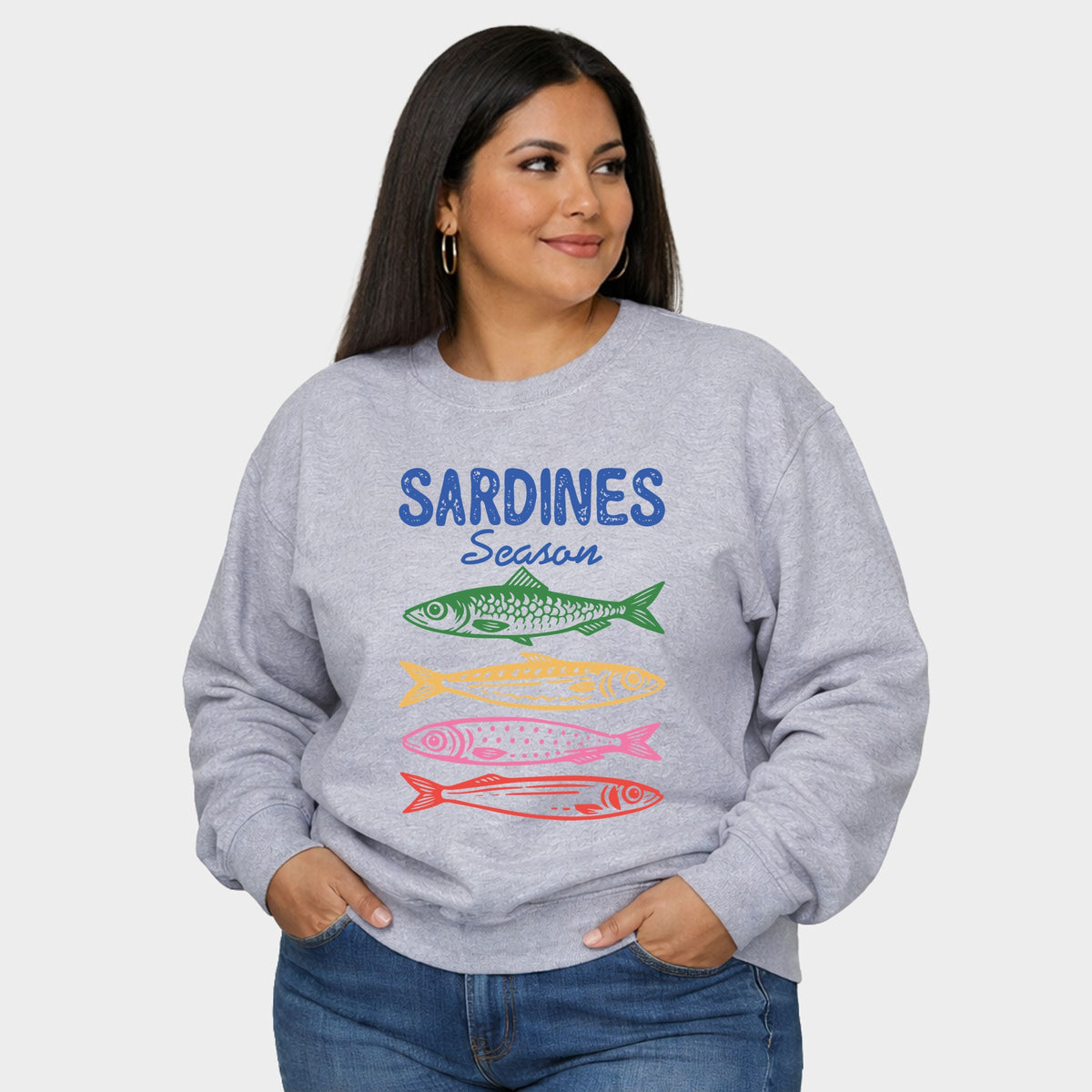 Sardines Season Colorful - Women's Plus Sized Graphic Sweatshirt