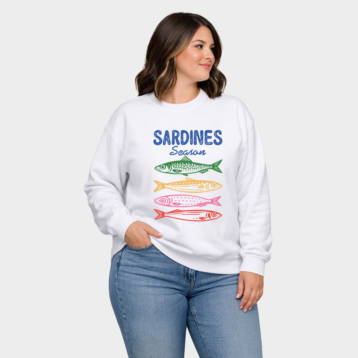 Sardines Season Colorful - Women's Plus Sized Graphic Sweatshirt