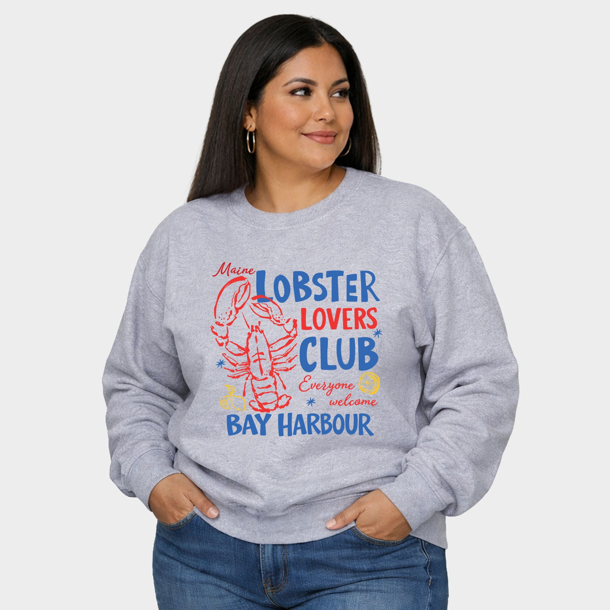 Lobster Lovers Club Bay Harbour -  Women's Plus Sized Graphic Sweatshirt