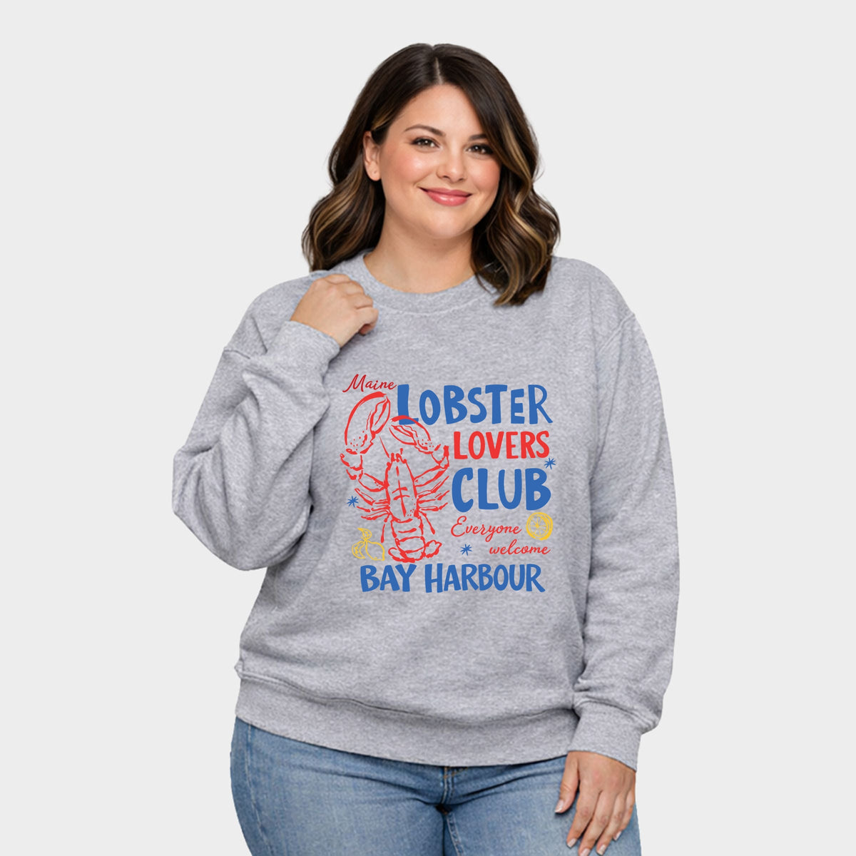 Lobster Lovers Club Bay Harbour -  Women's Plus Sized Graphic Sweatshirt
