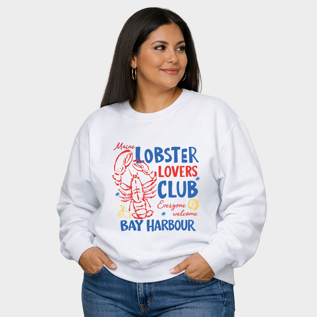 Lobster Lovers Club Bay Harbour -  Women's Plus Sized Graphic Sweatshirt