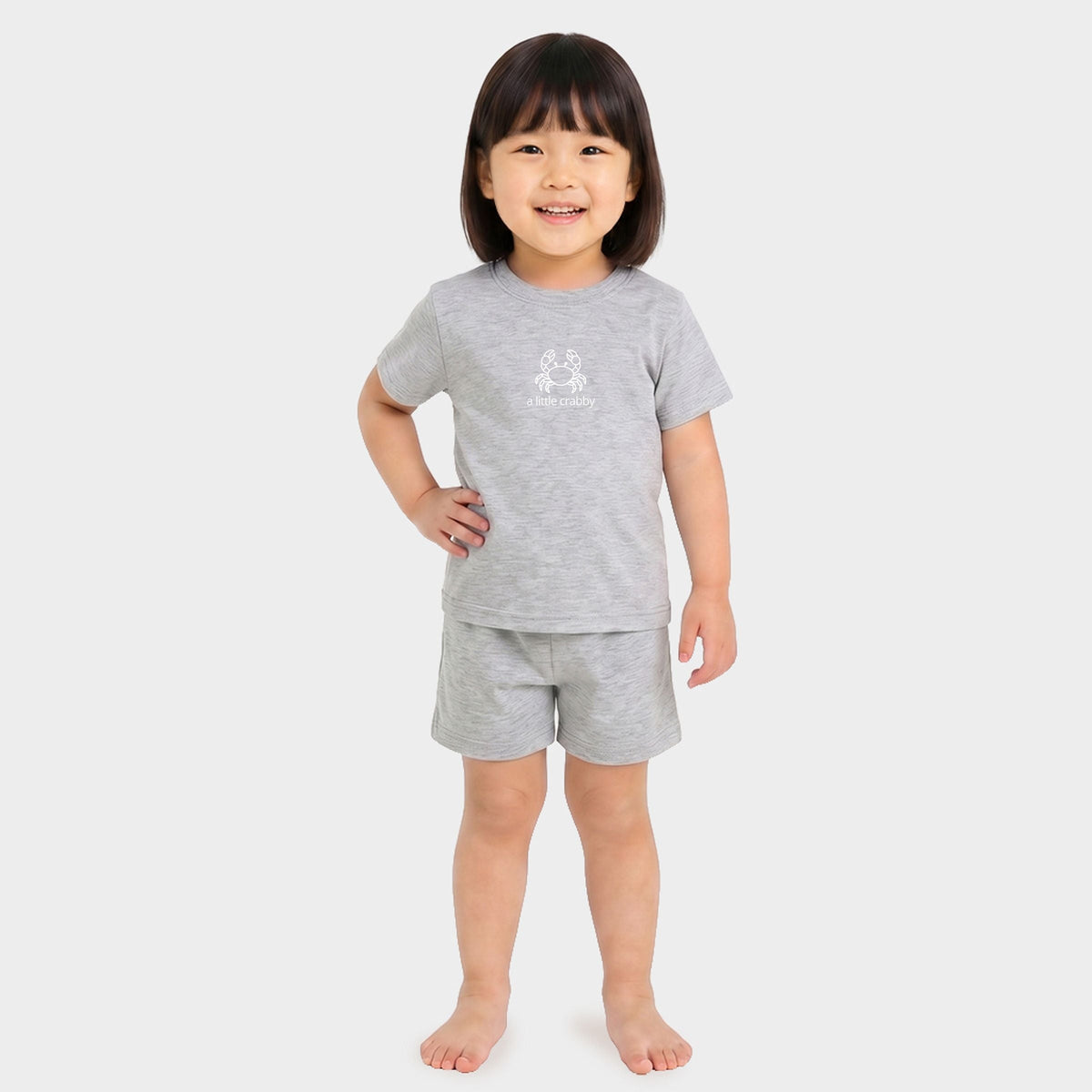 A Little Crabby Outline - Toddler Crew Shorts Set