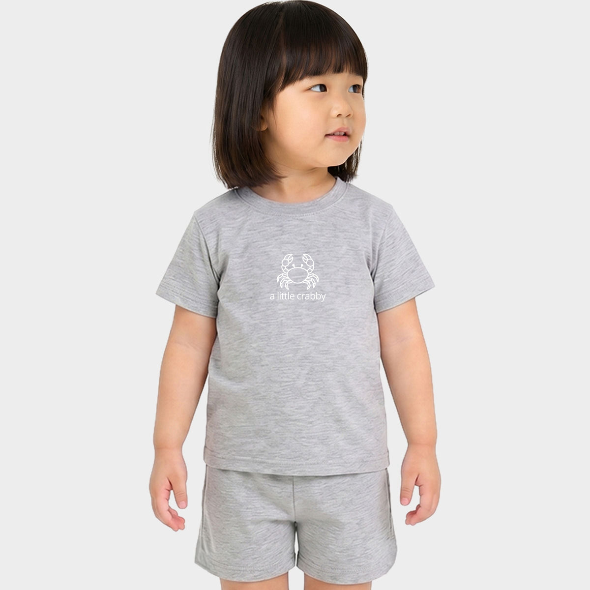 A Little Crabby Outline - Toddler Crew Shorts Set