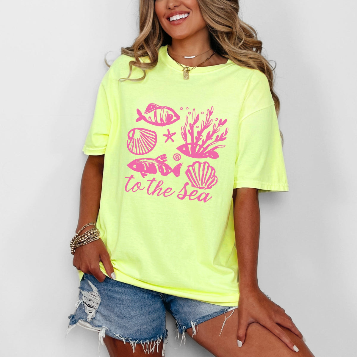 To The Sea Creatures - Women's Garment Dyed Graphic T-Shirt