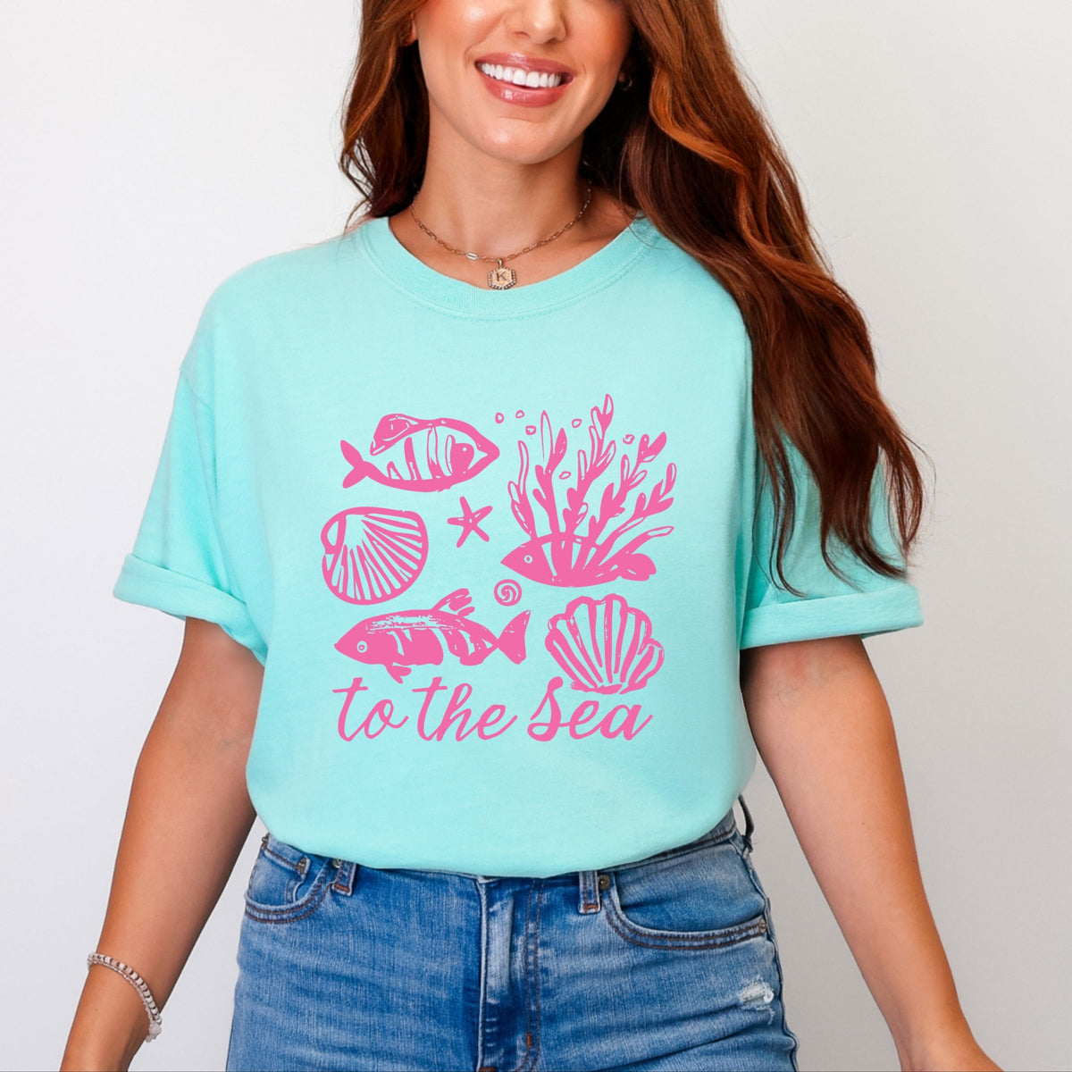 To The Sea Creatures - Women's Garment Dyed Graphic T-Shirt