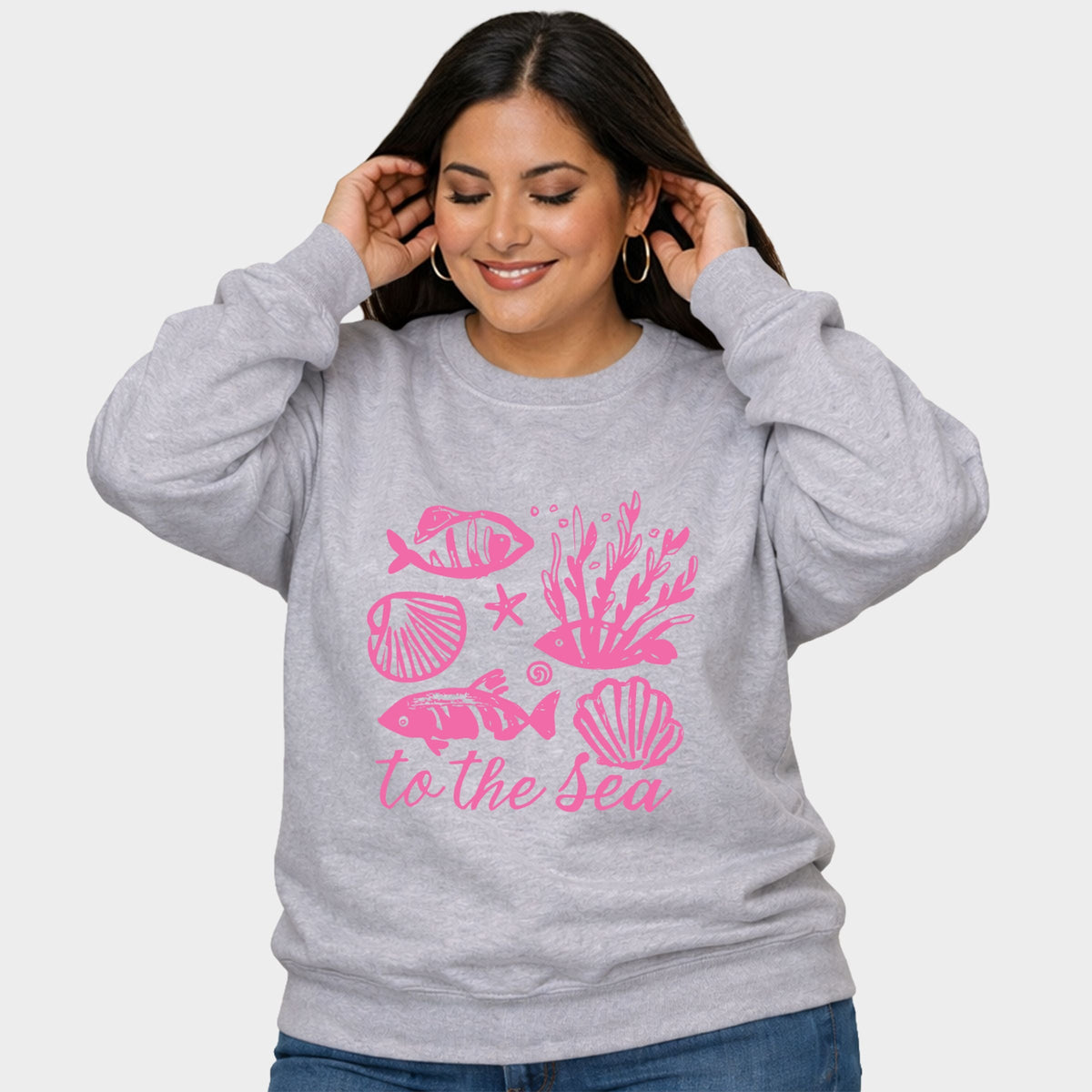 To The Sea Creatures - Women's Plus Sized Graphic Sweatshirt