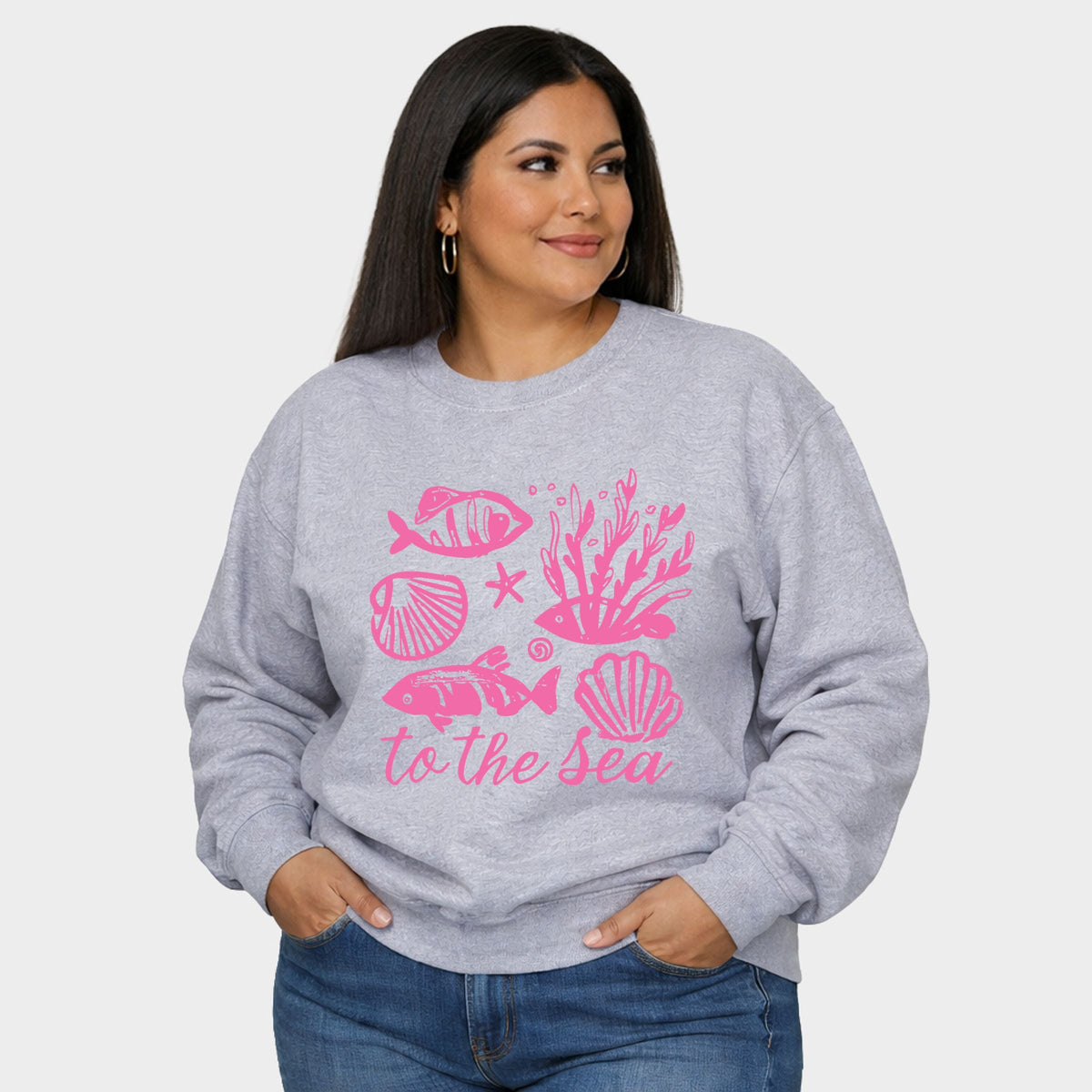 To The Sea Creatures - Women's Plus Sized Graphic Sweatshirt