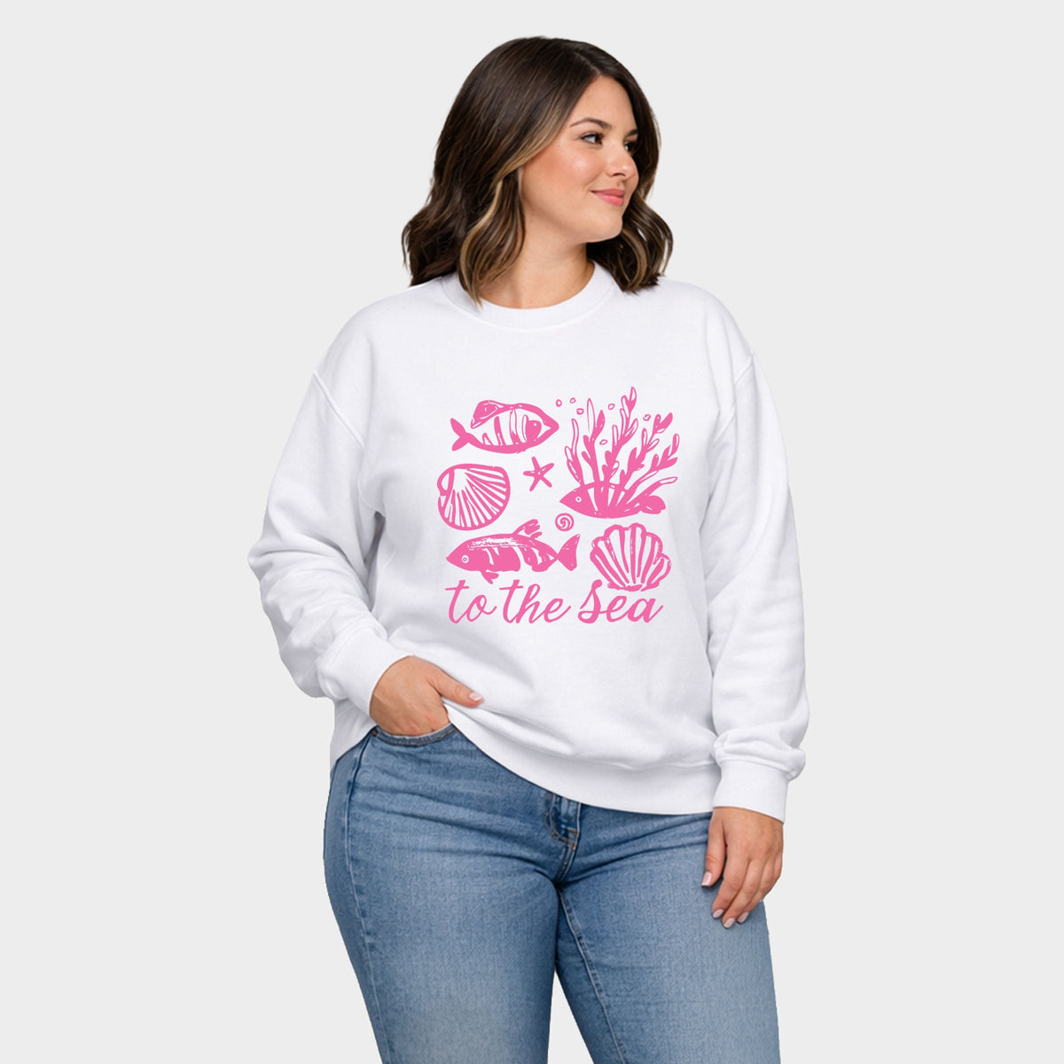 To The Sea Creatures - Women's Plus Sized Graphic Sweatshirt