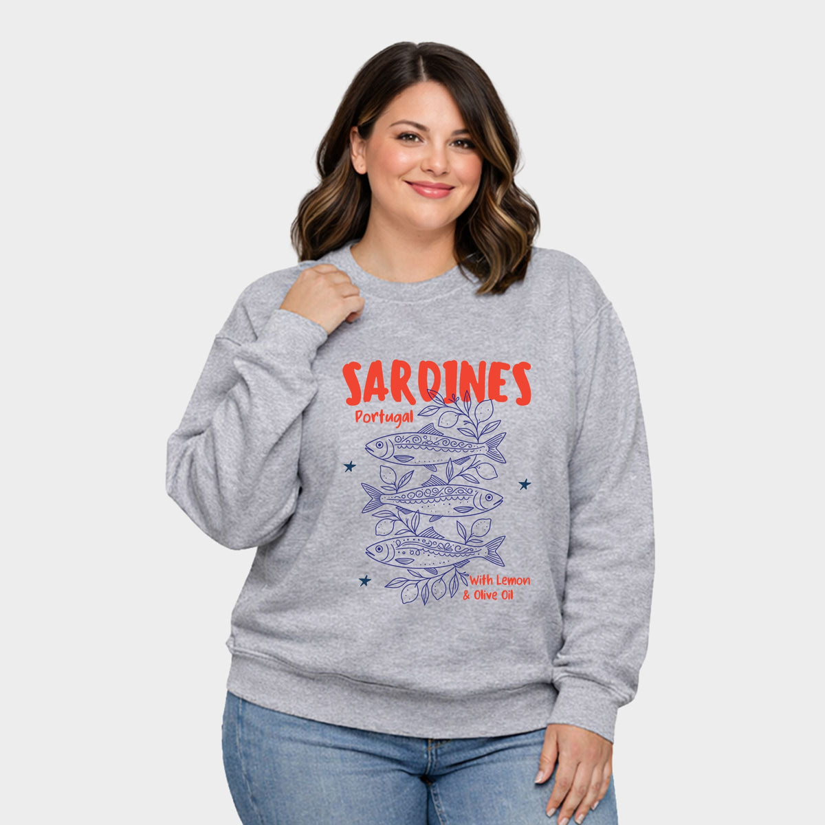 Sardines With Lemon and Olive Oil - Women's Plus Sized Graphic Sweatshirt