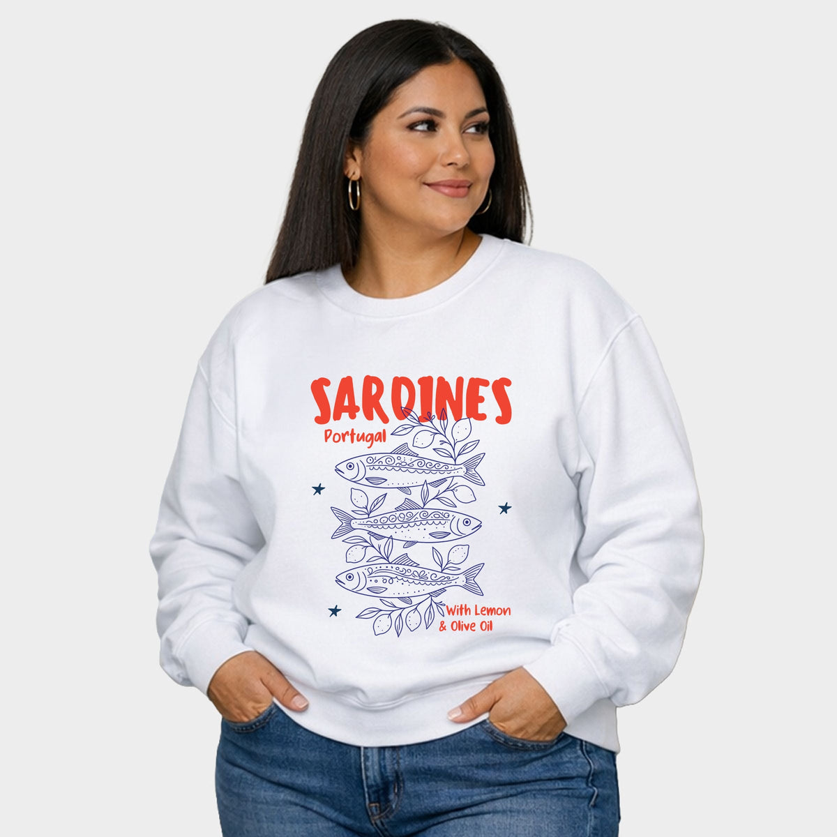 Sardines With Lemon and Olive Oil - Women's Plus Sized Graphic Sweatshirt
