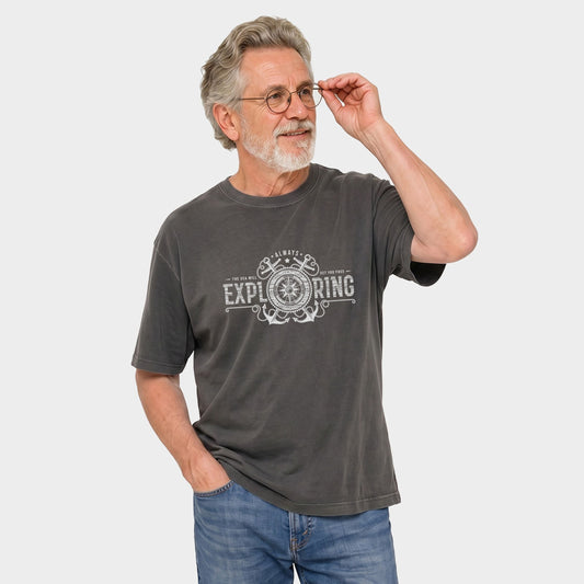 Always Exploring Anchor - Men's Garment Dyed Graphic T-Shirt