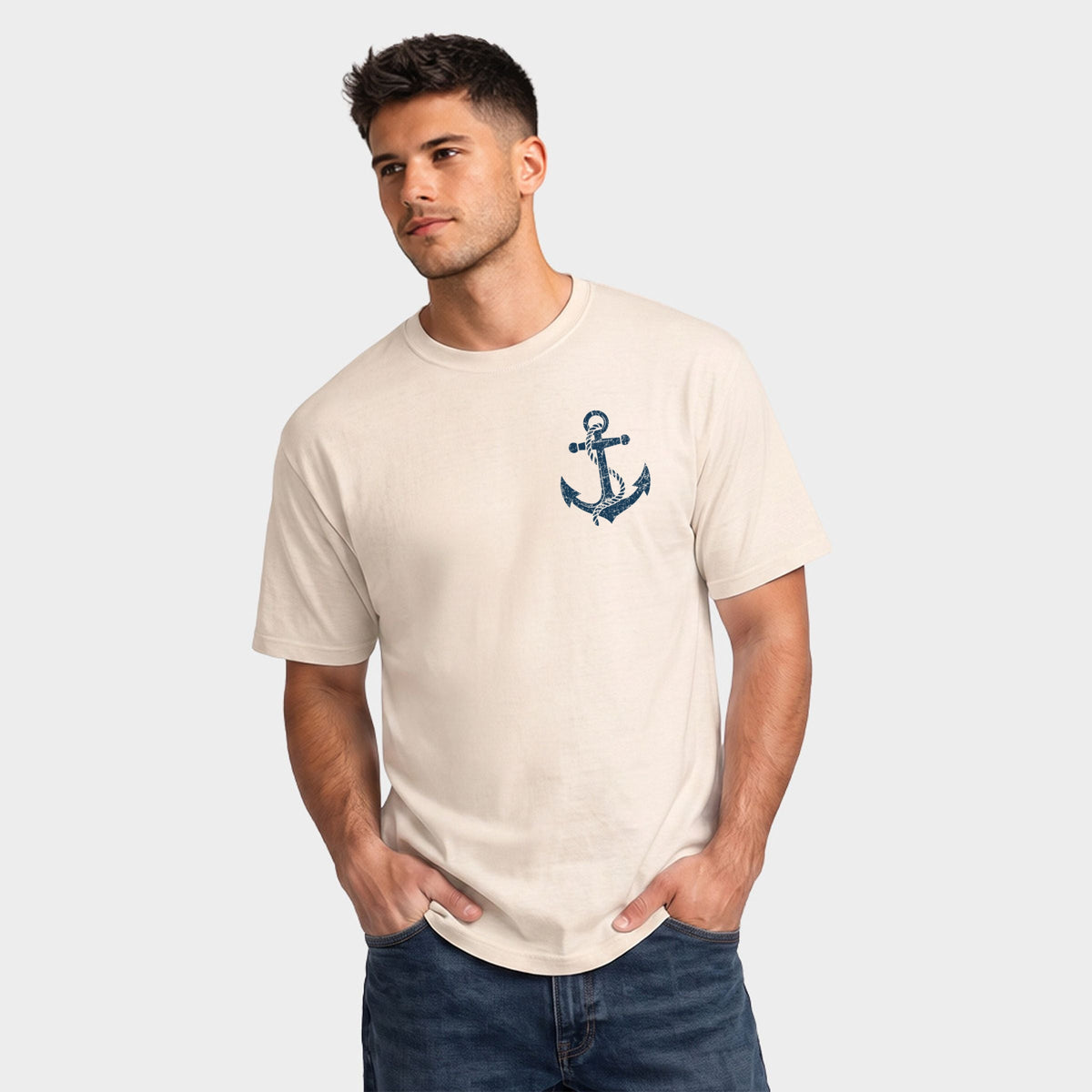 Lighthouse Arch Distressed - Men's Garment Dyed Graphic T-Shirt