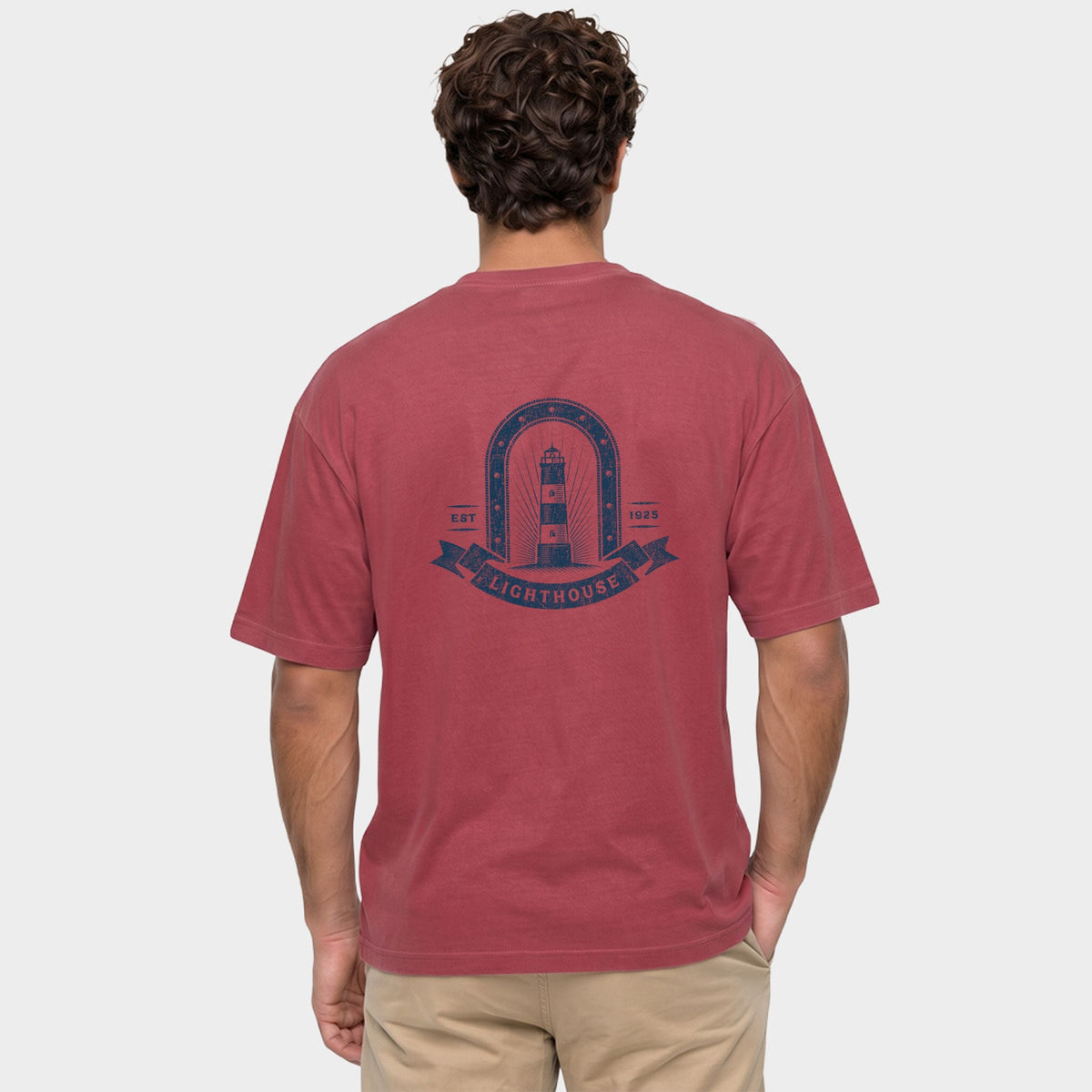 Lighthouse Arch Distressed - Men's Garment Dyed Graphic T-Shirt