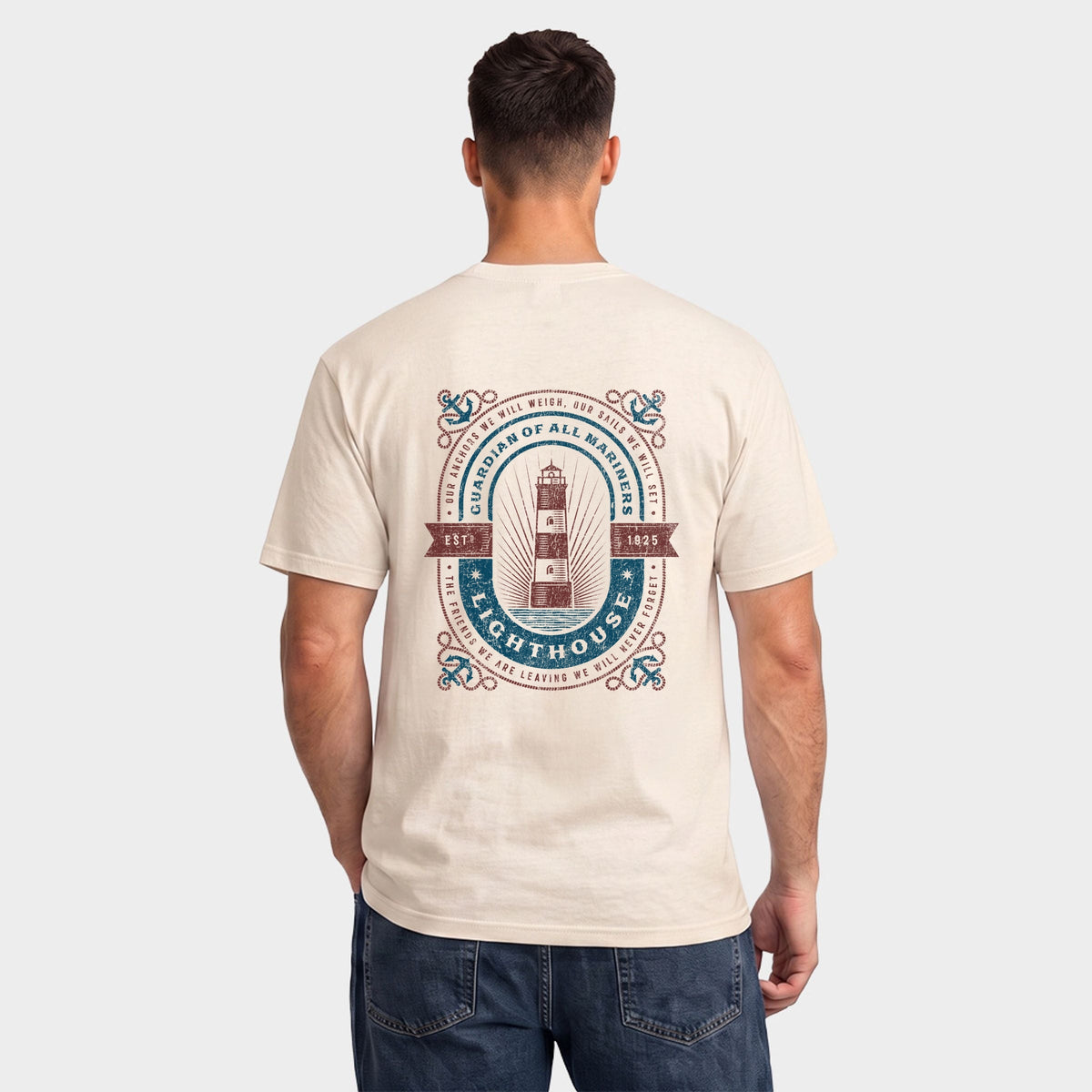 Lighthouse Guardian Of All Mariners - Men's Garment Dyed Graphic T-Shirt