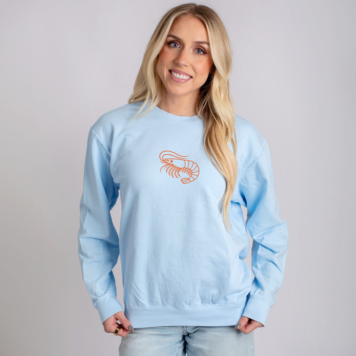 Shrimp Outline - Women's Lightweight Garment Dyed Sweatshirt