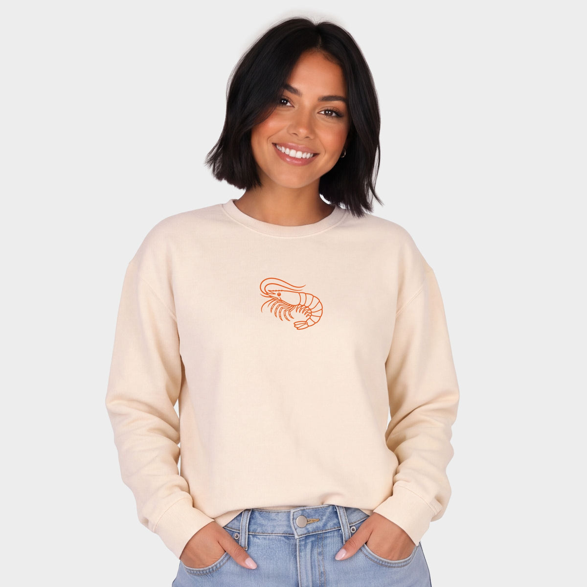 Shrimp Outline - Women's Lightweight Garment Dyed Sweatshirt