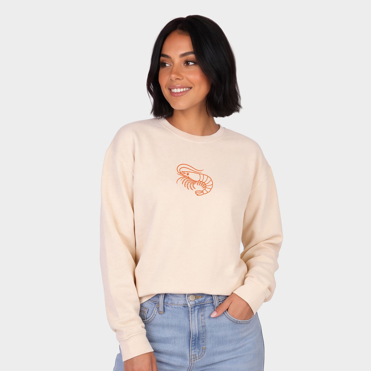 Shrimp Outline - Women's Lightweight Garment Dyed Sweatshirt