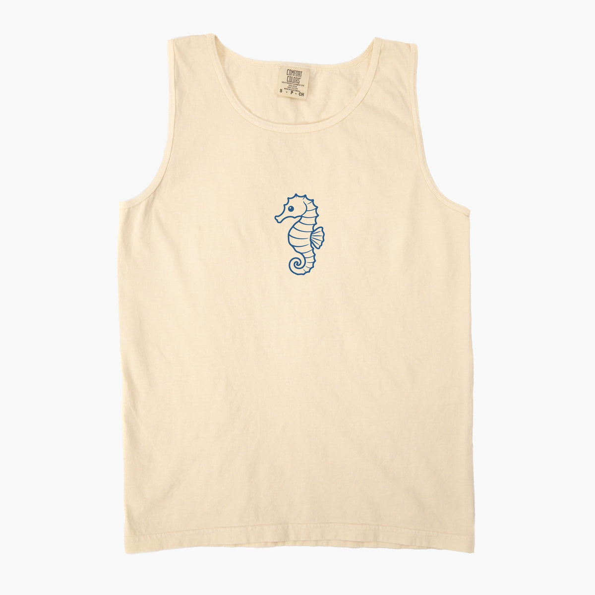 Seahorse Outline - Women's Garment Dyed Graphic Tank Top
