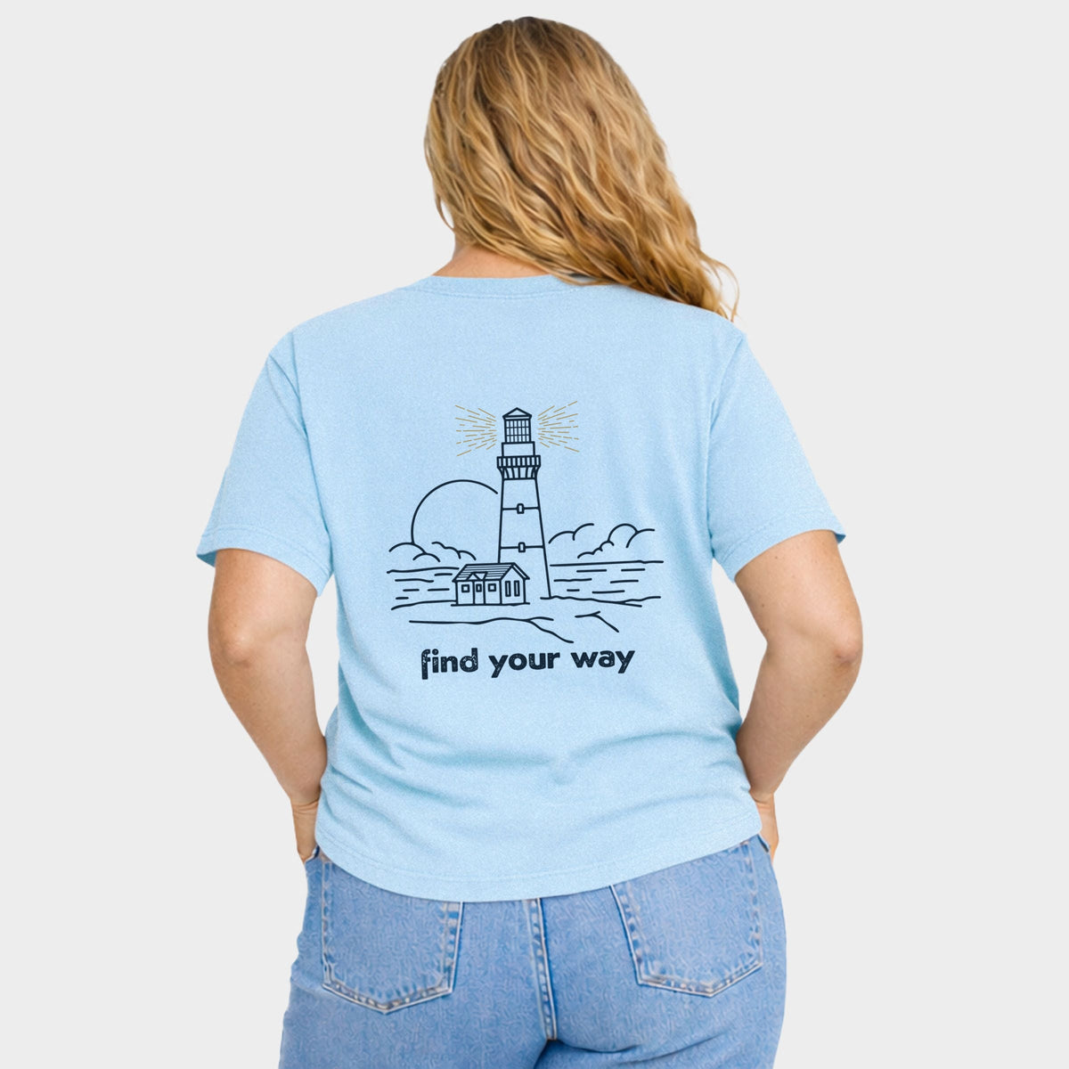 Find Your Way Lighthouse - Women's Plus Garment Dyed Tee