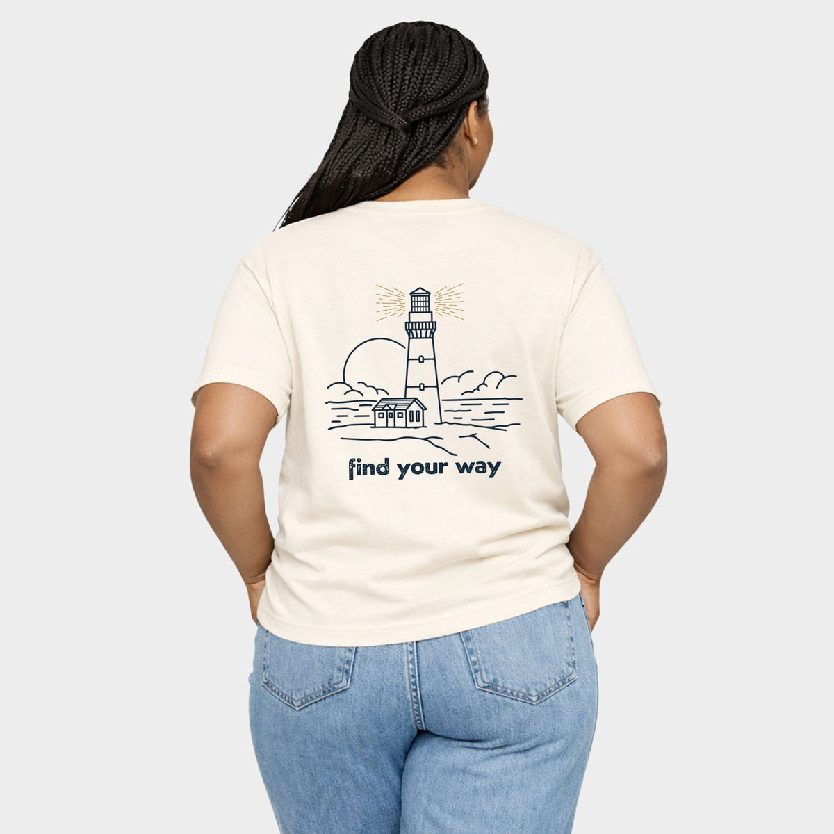 Find Your Way Lighthouse - Women's Plus Garment Dyed Tee