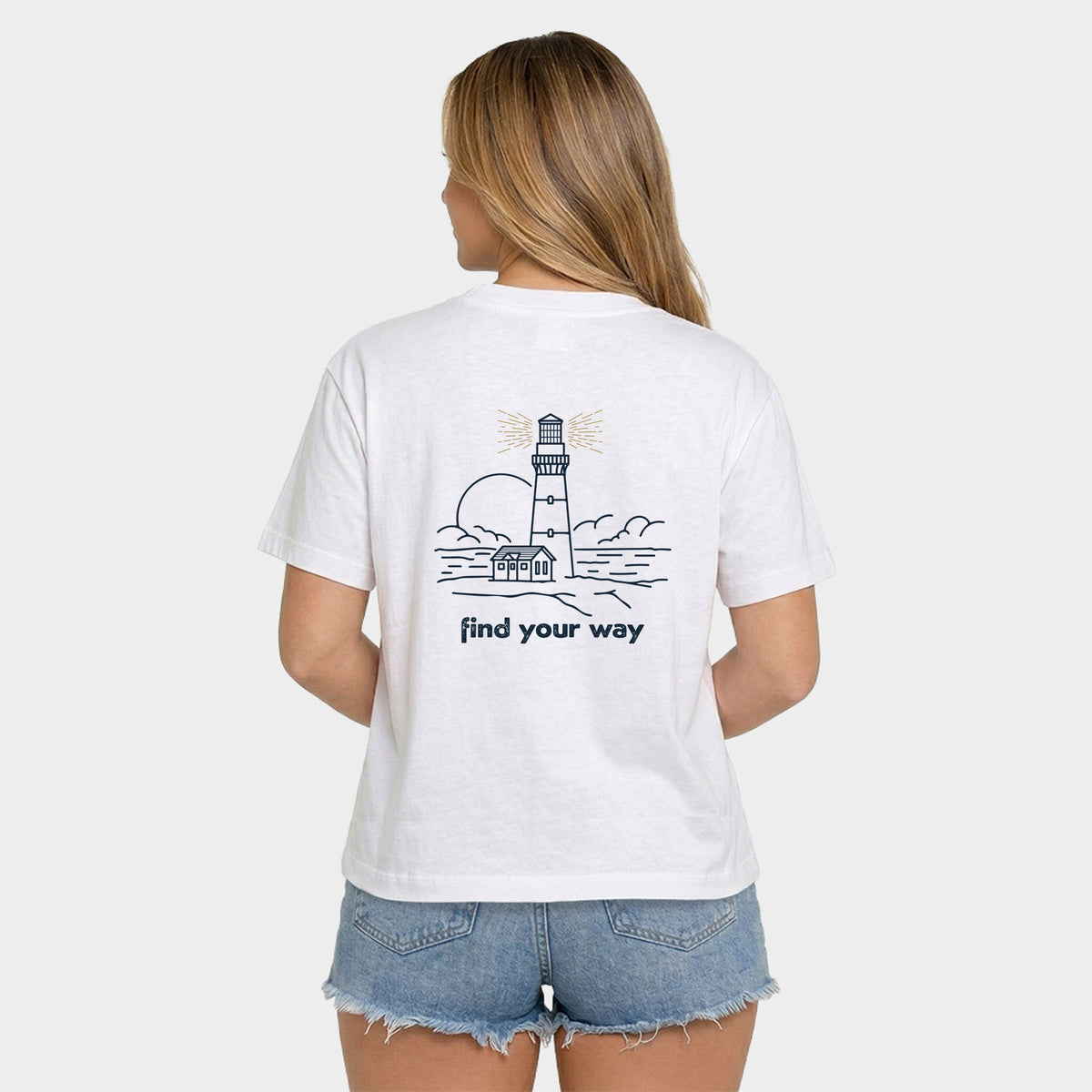 Find Your Way Lighthouse - Women's Relaxed Boxy Tee