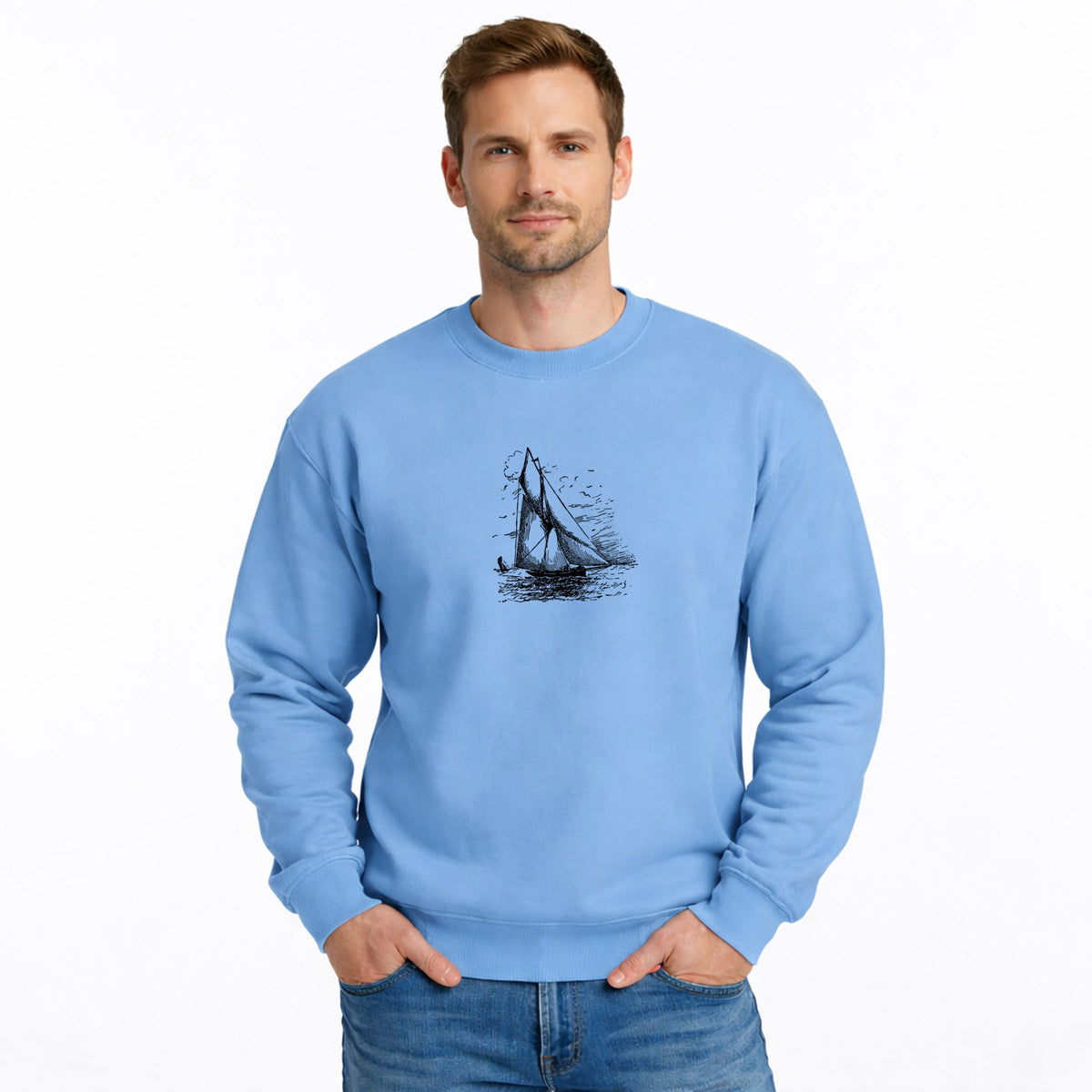 Sailboat Sketch - Men's Graphic Sweatshirt