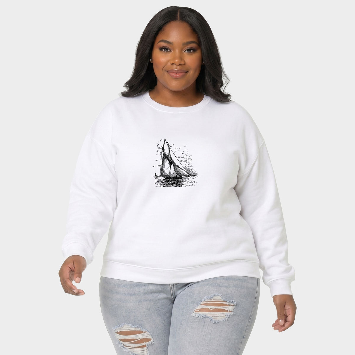 Sailboat Sketch - Women's Plus Sweatshirt