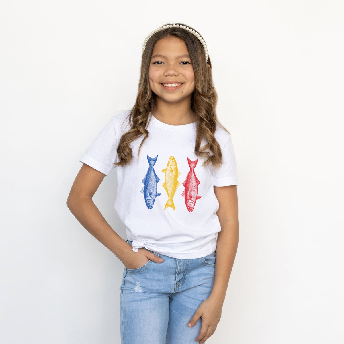 Three Fish Sketch - Youth Short Sleeve Graphic T-Shirt
