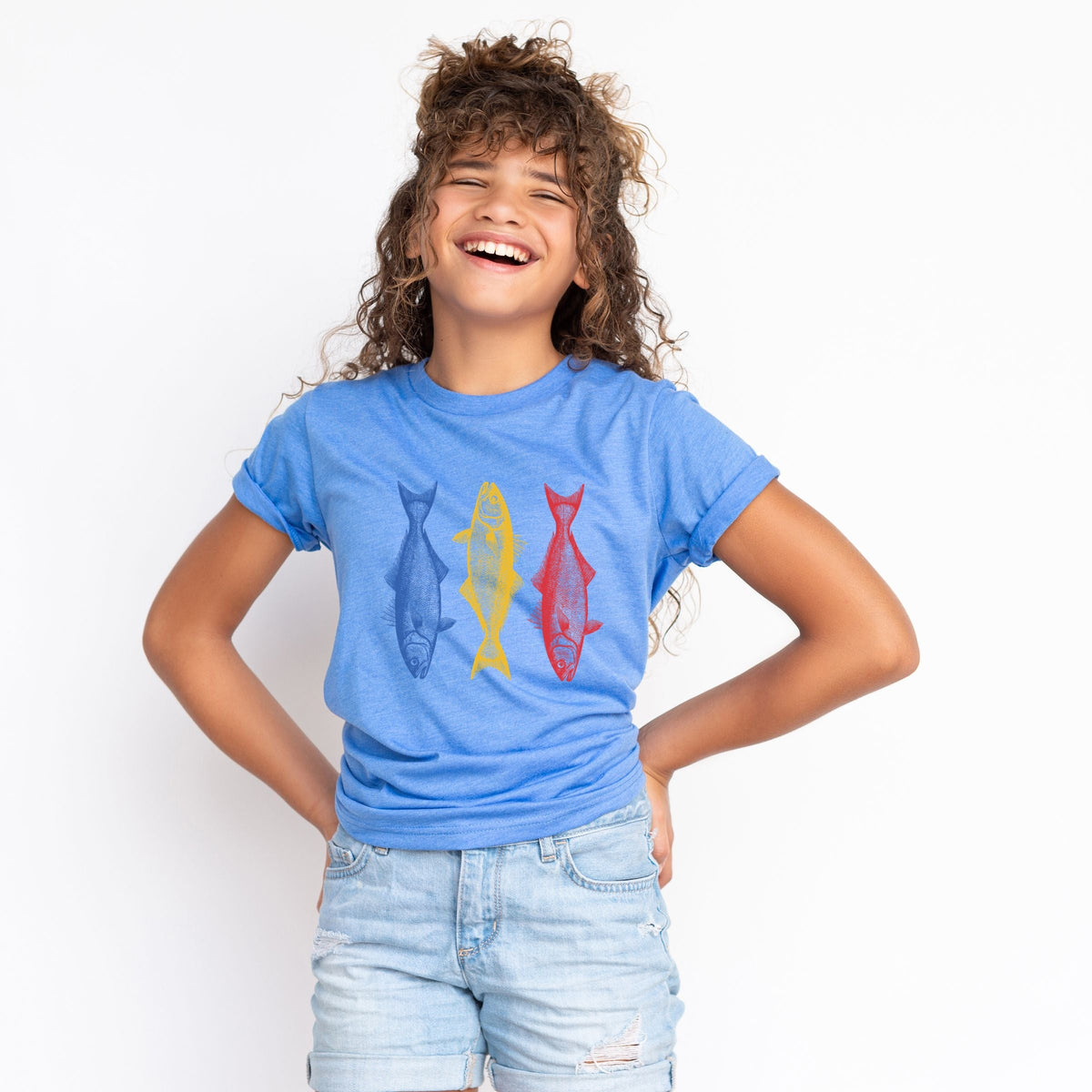 Three Fish Sketch - Youth Short Sleeve Graphic T-Shirt