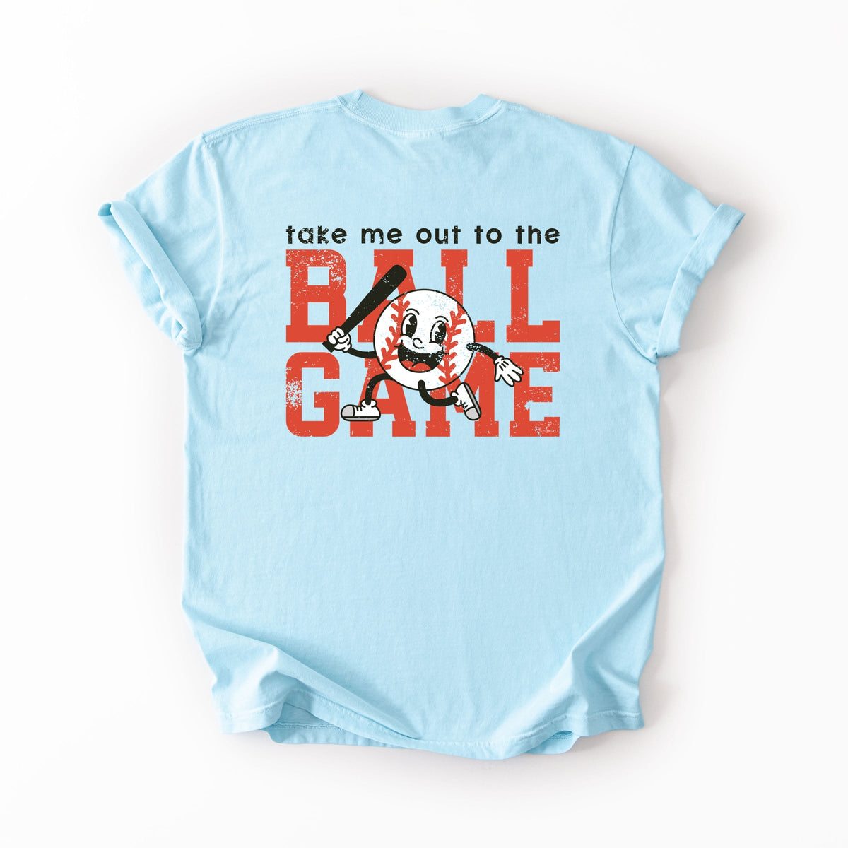 Take Me Out To The Ball Game Distressed - Women's Garment Dyed Tee
