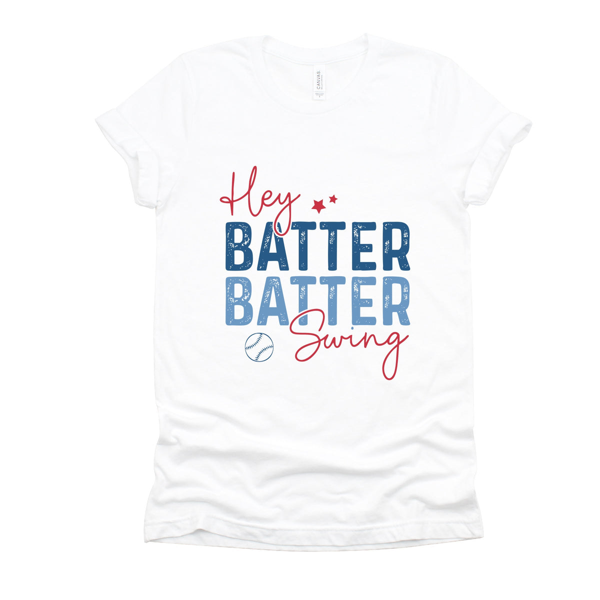 Hey Batter Batter Swing Distressed - Women's Short Sleeve Graphic T-Shirt