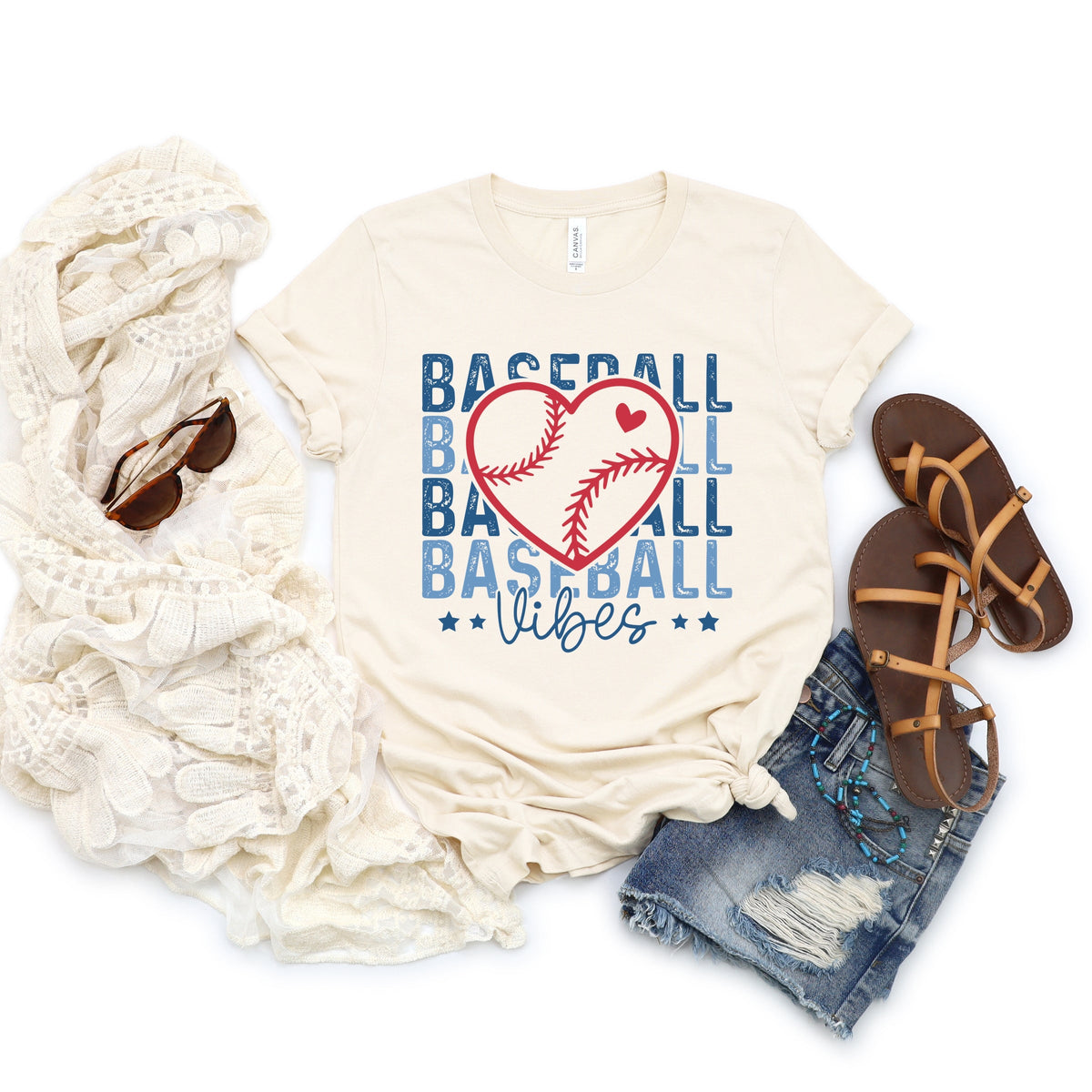 Baseball Heart Stacked - Women's Short Sleeve Graphic T-Shirt