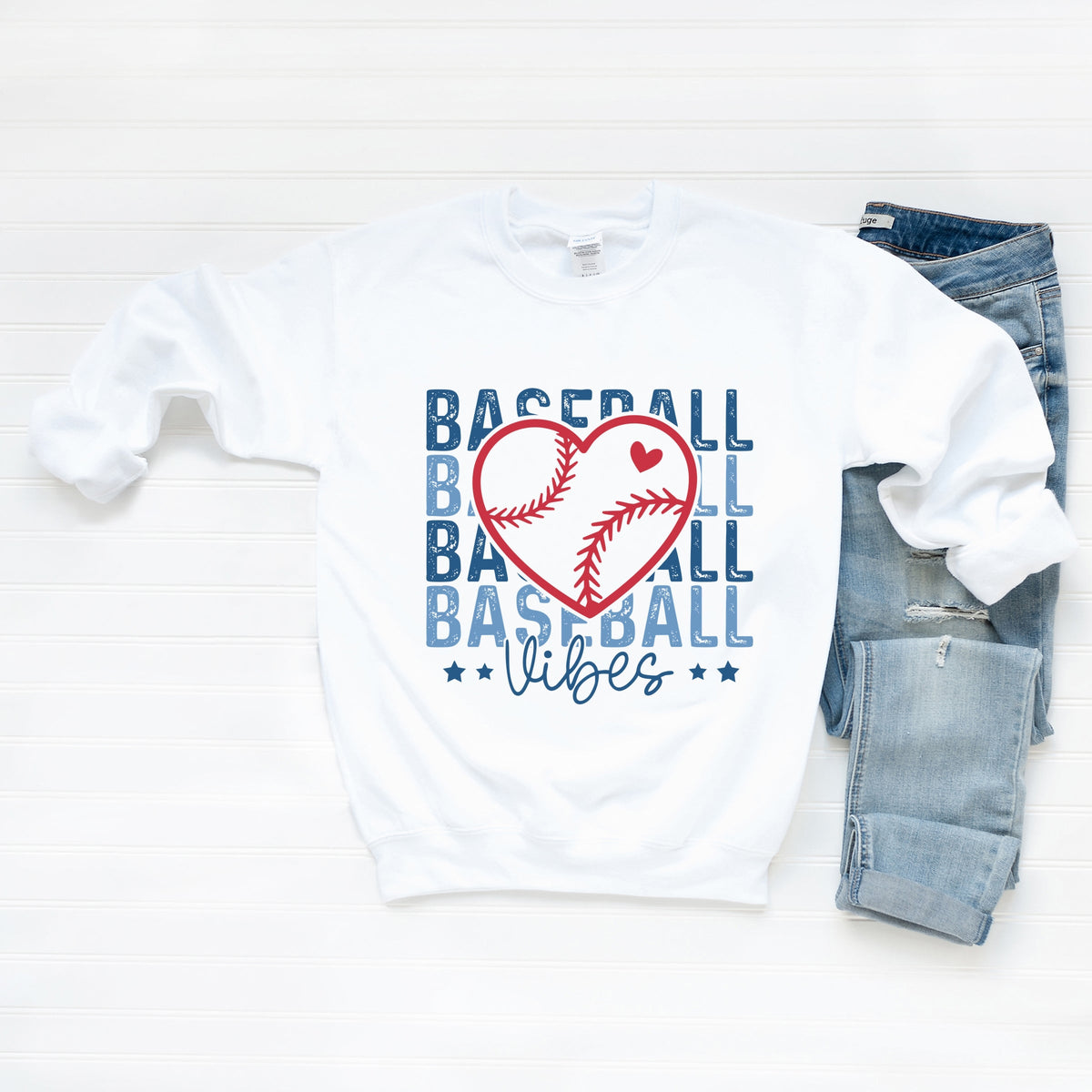 Baseball Heart Stacked - Women's Graphic Sweatshirt