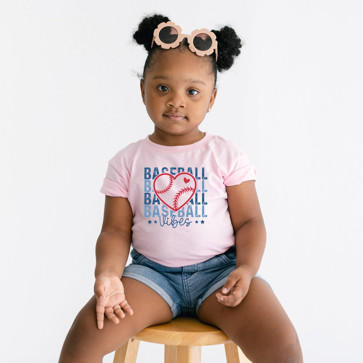 Baseball Heart Stacked - Toddler Short Sleeve Graphic T-Shirt