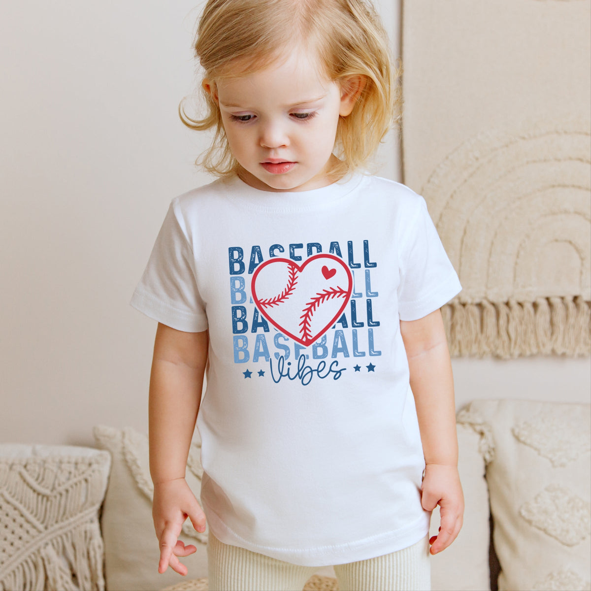 Baseball Heart Stacked - Toddler Short Sleeve Graphic T-Shirt