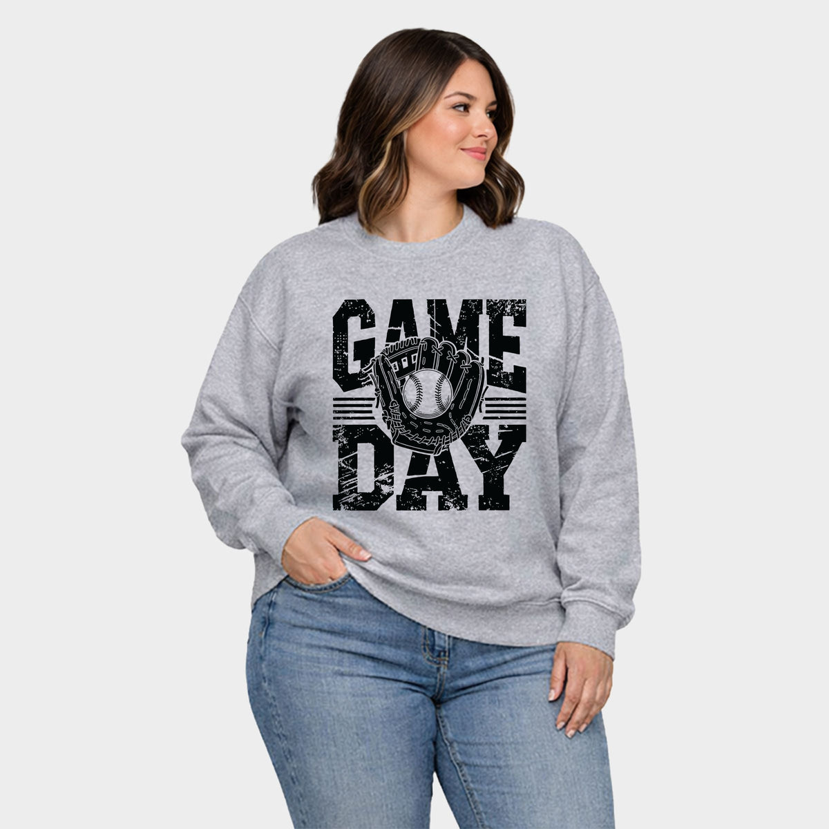 Baseball Game Day Glove - Women's Plus Sized Graphic Sweatshirt