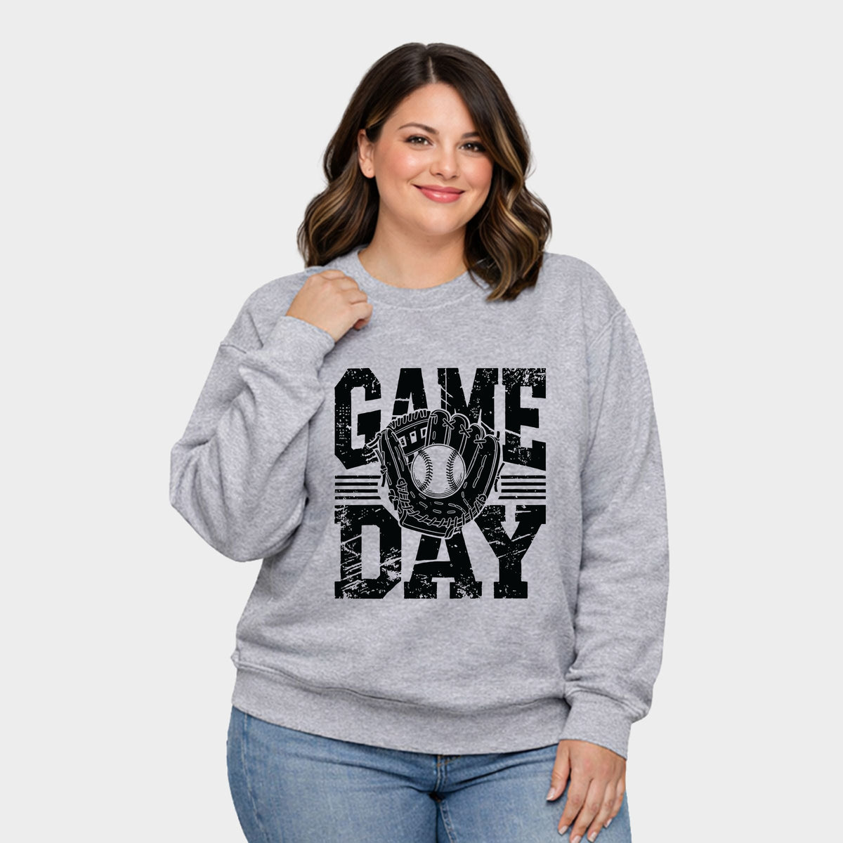 Baseball Game Day Glove - Women's Plus Sized Graphic Sweatshirt