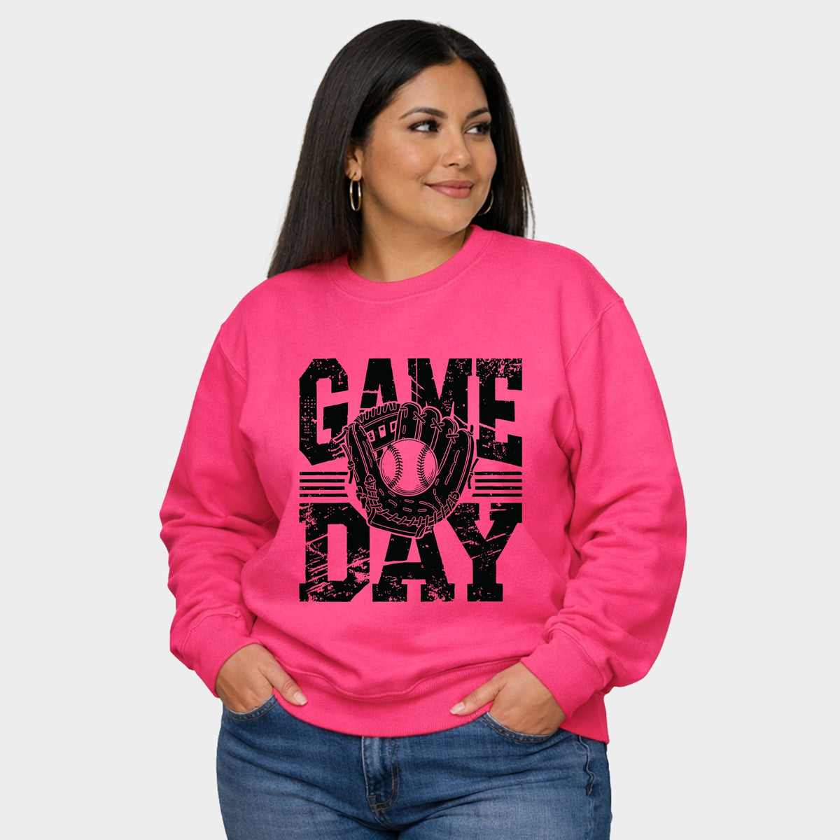 Baseball Game Day Glove - Women's Plus Sized Graphic Sweatshirt