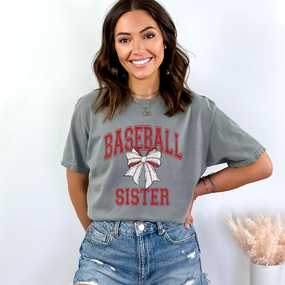 Baseball Sister Coquette - Women's Garment Dyed Graphic T-Shirt