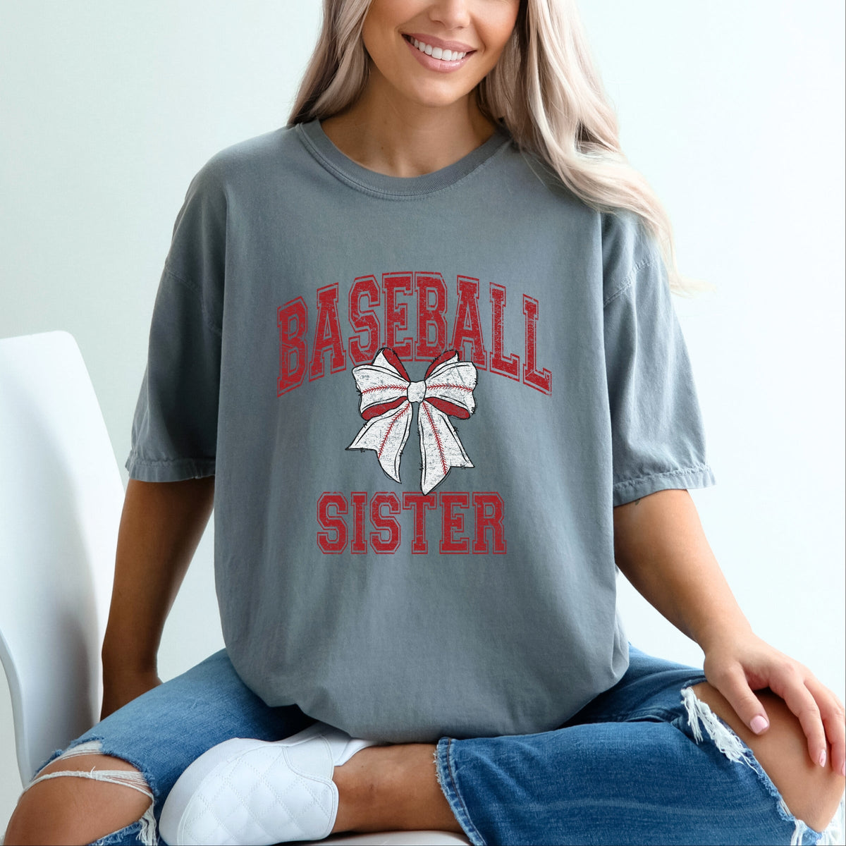 Baseball Sister Coquette - Women's Garment Dyed Graphic T-Shirt