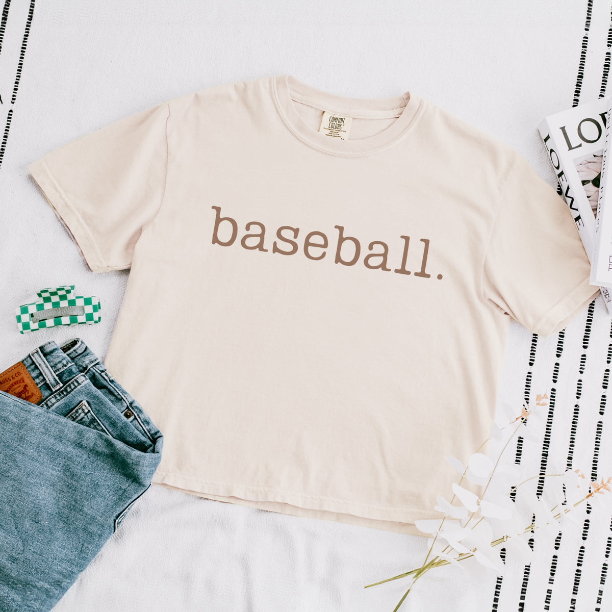 Baseball Typewriter - Women's Boxy Crop Top Graphic T-Shirt