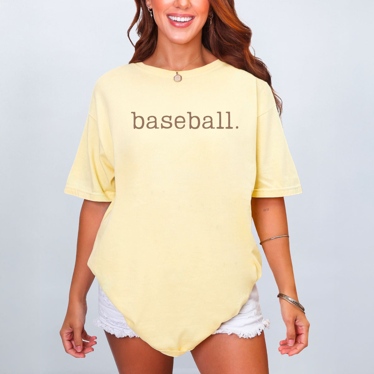 Baseball Typewriter - Women's Garment Dyed Graphic T-Shirt