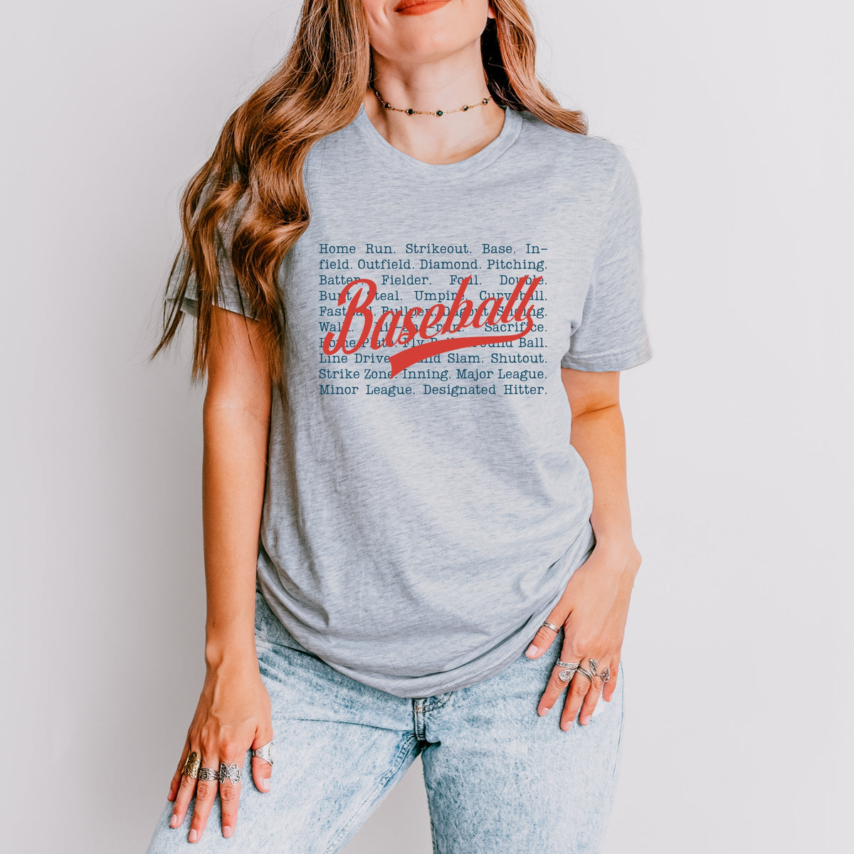 Baseball Words Stacked - Women's Short Sleeve Graphic T-Shirt
