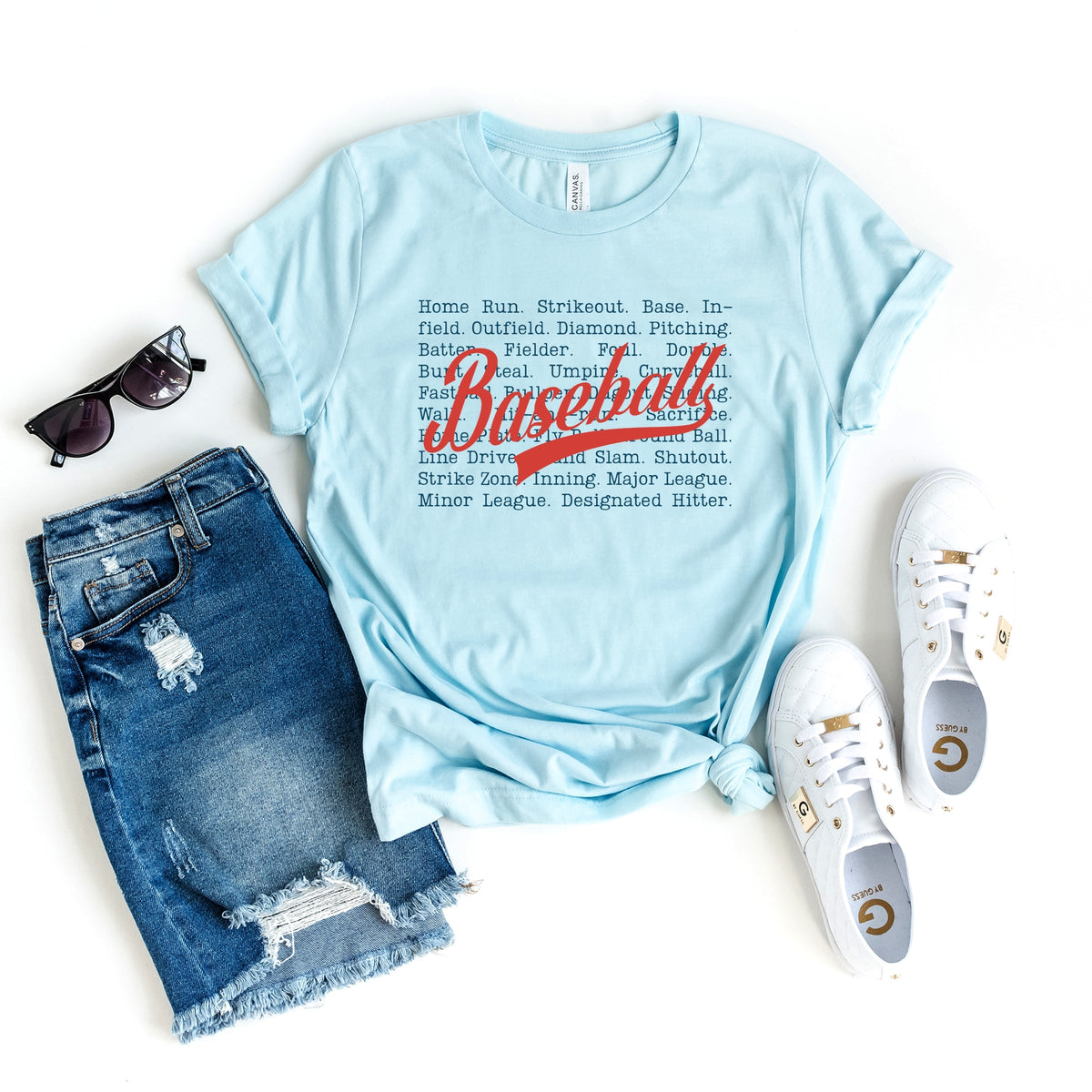 Baseball Words Stacked - Women's Short Sleeve Graphic T-Shirt