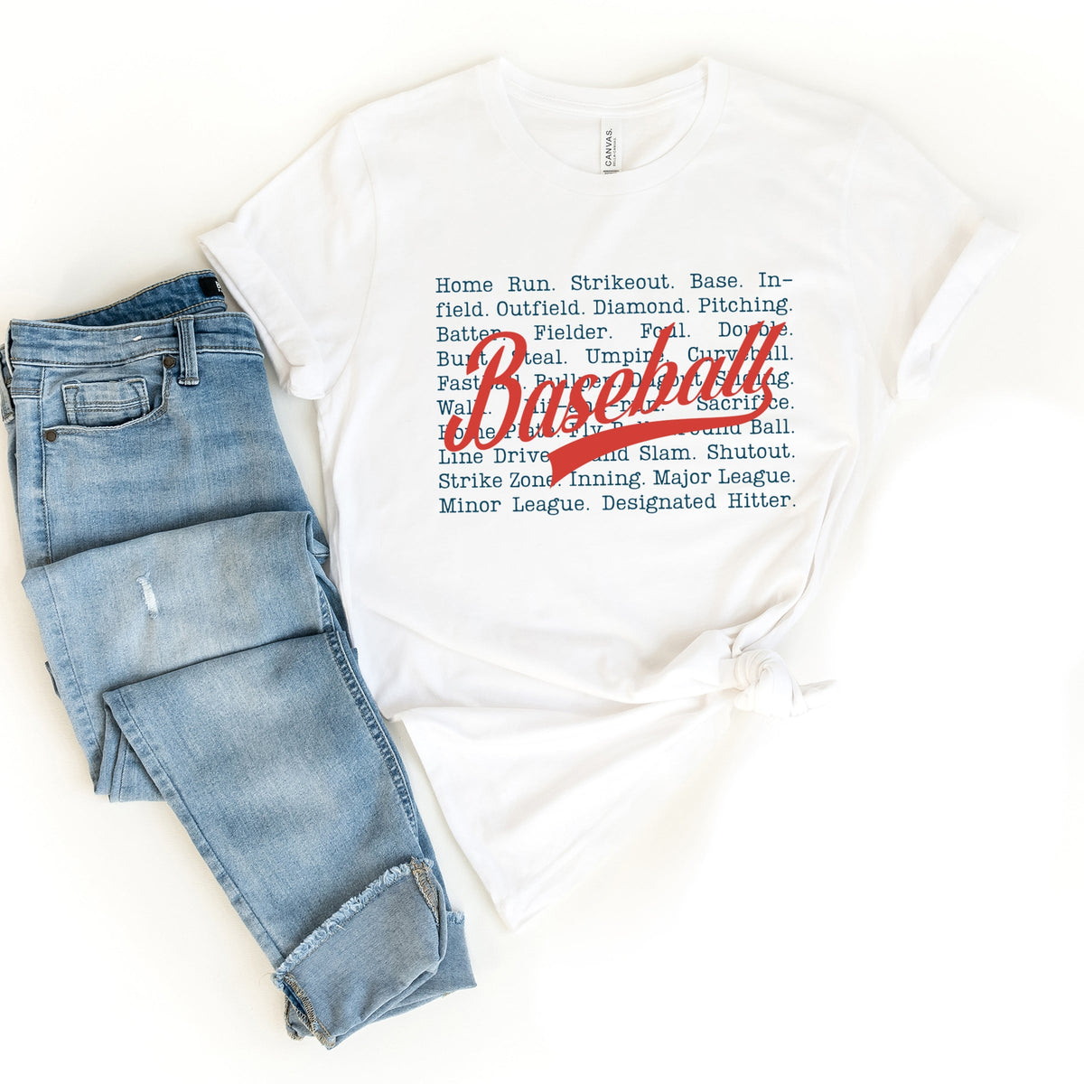 Baseball Words Stacked - Women's Short Sleeve Graphic T-Shirt