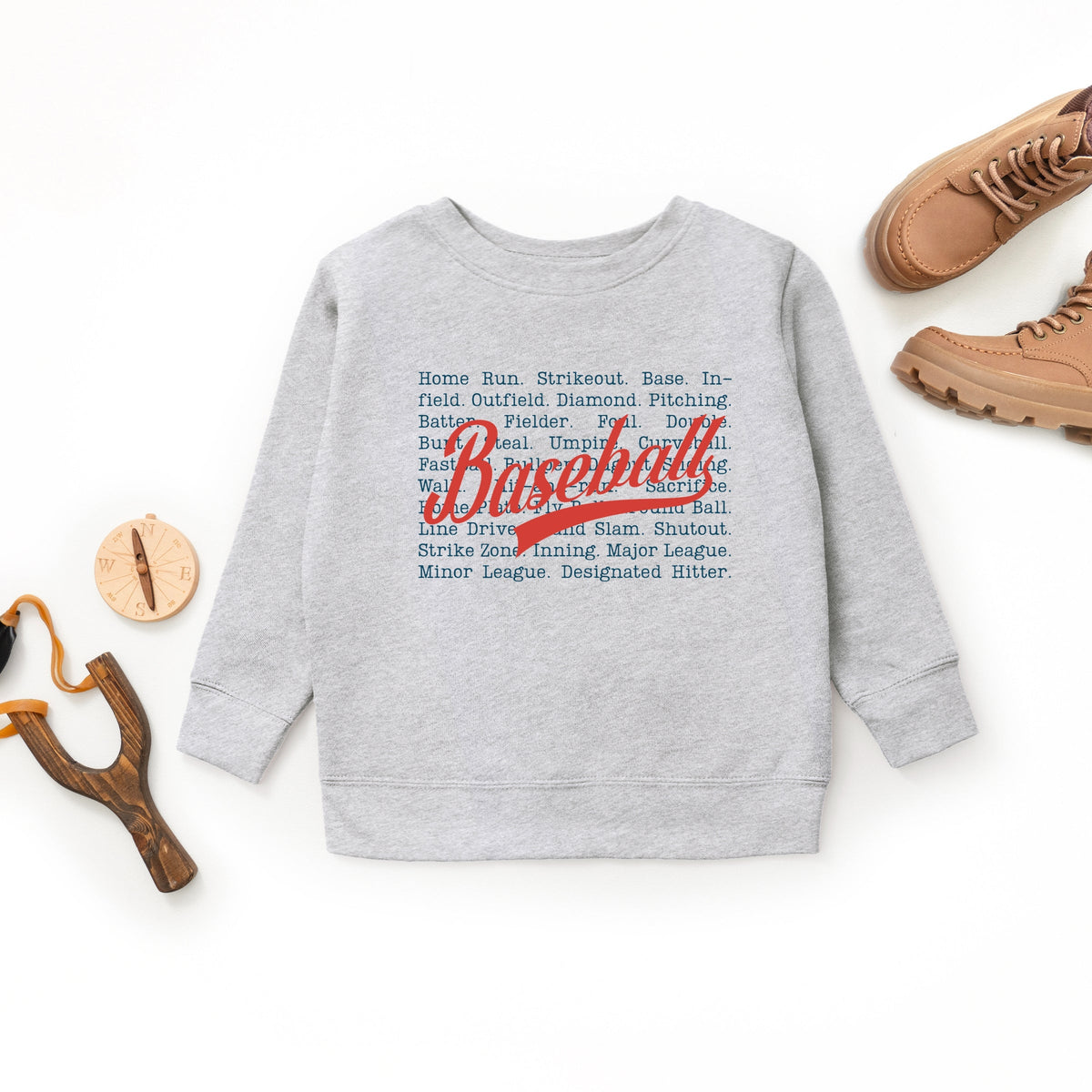 Baseball Words Stacked - Youth Graphic Sweatshirt